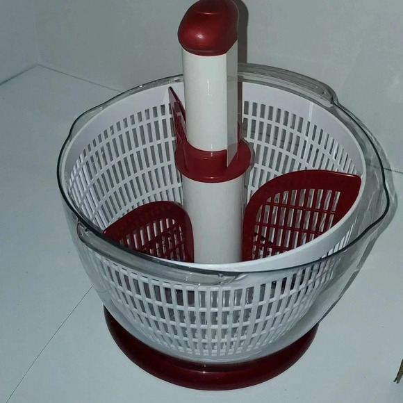 KitchenAid Salad Spinner Fruit Cleaner Mixer RED Complete w 3 Dividers & Cap - Picture 3 of 6
